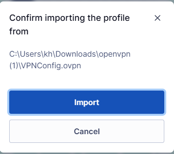 Confirm importing the profile