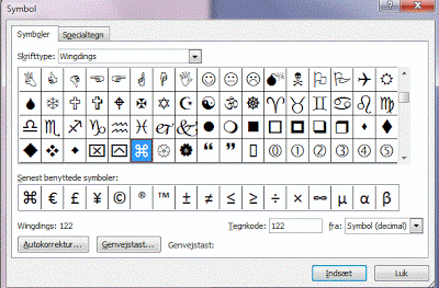 how to print the cloverleaf symbof (mac key) in word