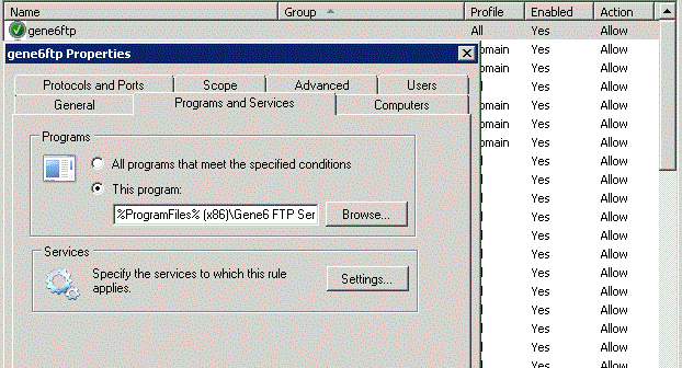 Åbne for port 21 på Windows 2008 R2 server for at køre gene6ftp