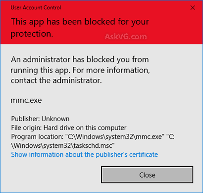 this app has been blocked by your system administrator server 2019